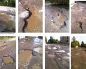 за 30 лет существования асфальтовое покрытие не ремонтировалось ни разу - разрушено почти полностью. Ямы глубиной 20см.