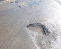 Повреждения асфальтового покрытия. Ямы и выбоины различных размеров на всем участке. Выбиты стыки асфальта.