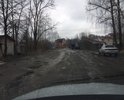 Когда-то здесь был хороший асфальт и тротуары, сейчас все пришло в негодность. Вода течет по проезжей части.