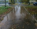 Асфальт раскрошился. Ливневая канализация разрушена. В малейший дождь затапливает и проезжую часть и тротуары.
