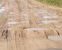 От въезда  на дорогу ведущую к деревне и далее по ней  неровности, ямы. Дорога разбитая. Год назад въезд засыпали песком, но ямы через него уже снова проявились. Грейдером ситуацию уже не исправить.