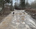 Улица Книжная, микрорайон Болшево, город-наукоград (!!!) Королев.
Улица не ремонтировалась с советский времён. Жители обращались в местную администрацию несчетное количество раз, просили и даже голосовали через Добродел - бесполезно. Пишут отписки, что дорога третьей категории, асфальт не положен. Периодически ровняют грейдером, но этого хватает до первого дождя (а мы живем не в африканской пустыне).
При этом по габаритам дорога не то что третьей категории, она даже на пятую не тянет - ширина единственной полосы 3,0-3,5 метра, не дорога, а улочка. Зато по интенсивности движения, особенно летом - почти автомагистраль, так как используется транзитным транспортом для объезда пробки на основном шоссе.