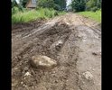 Недавно был «ремонт» дороги, во время которого насыпали глины и крупных камней размером с волейбольные мячи, всё выглядело относительно ровно, до первого дождя. Дорога стала мягкая, машины проваливаются, буксуют, застревают. Ходить пешком стало невозможно, ноги так же проваливаются под весом человека на 10-20 см. Дороги как таковой нет.